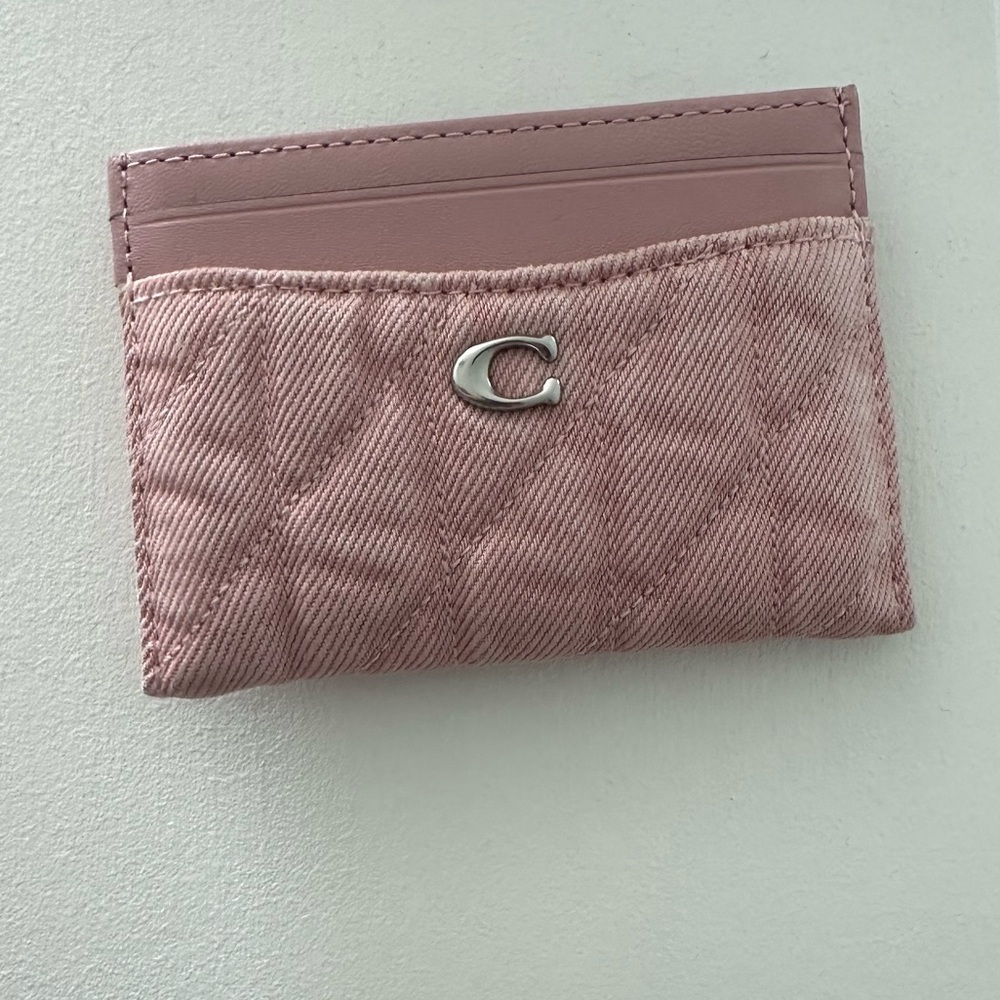 Coach Quilted Denim Crossbody and Matching Card Case in Pale Pink - Picture 6 of 7